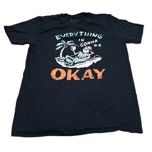 Threadless Men's Large Shirt Black Skeleton Everything Is Gonna Be Okay T-shirt